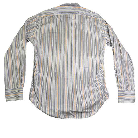 Zara Man Button Up Shirt Mens Medium Blue Orange 100% Cotton Striped Fall Formal - Picture 2 of 7